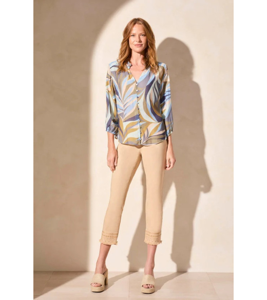 3/4 sleeve button front top