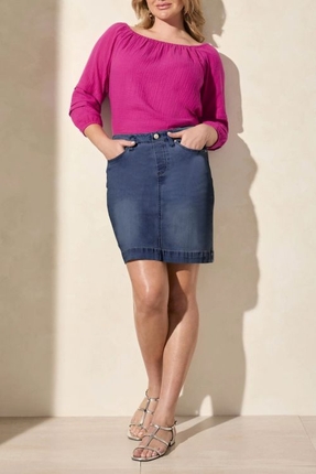 Denim skort with pockets-skirts-Gaby's