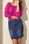 Denim skort with pockets