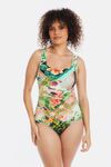 Gathered square swimsuit