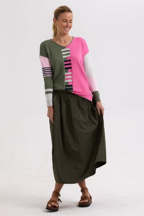 Ladder stripe V top-knitwear-Gaby's
