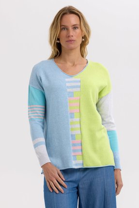 Ladder stripe V top-knitwear-Gaby's