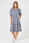 Harlequin stripe tier dress