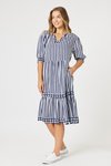 Harlequin stripe tier dress