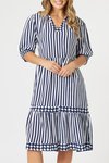 Harlequin stripe tier dress