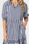 Harlequin stripe tier dress