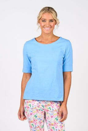 Boat neck top, cuff sleeve-tops-Gaby's