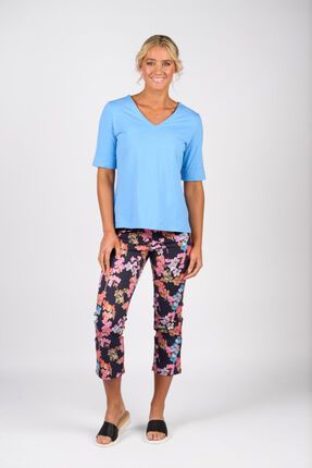 V neck top, cuff sleeve-tops-Gaby's