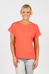 Drop sleeve top stepped hem