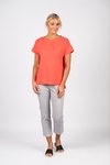 Drop sleeve top stepped hem
