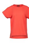 Drop sleeve top stepped hem