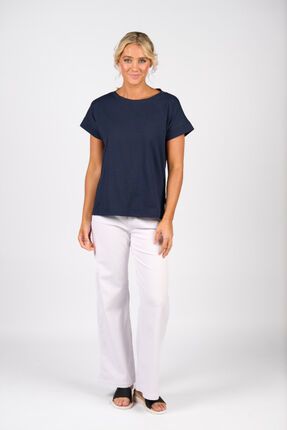 Drop sleeve top stepped hem-tops-Gaby's