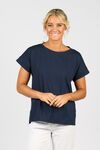 Drop sleeve top stepped hem