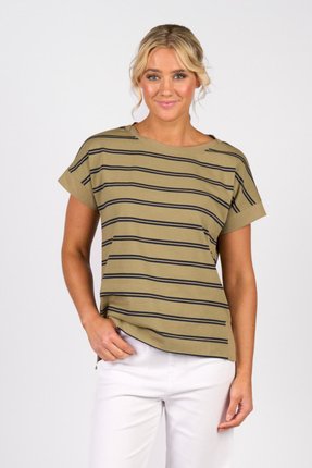 Drop sleeve top stepped hem-tops-Gaby's