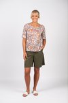 Round neck top elbow sleeve
