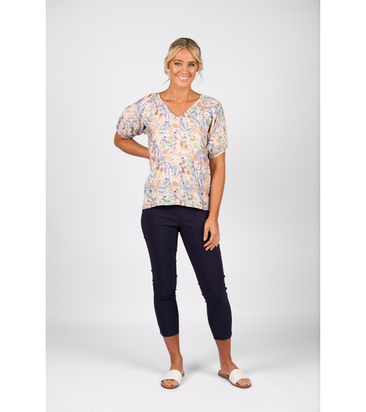Print V neck top
