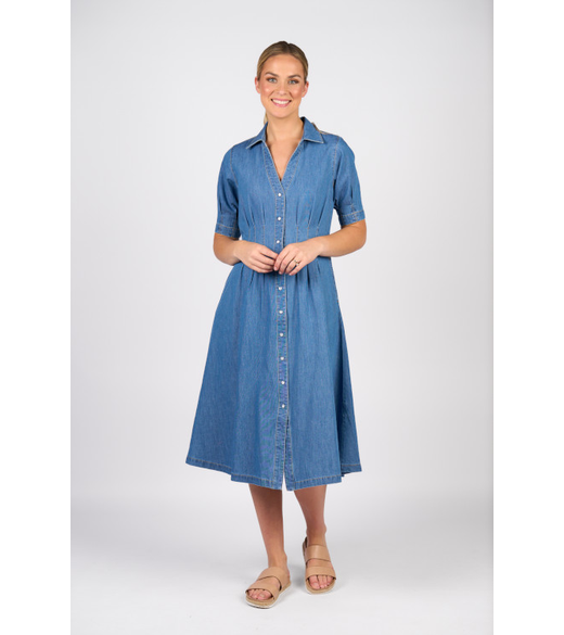 Shaped waist button up dress