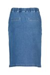 Flat front pull on denim skirt