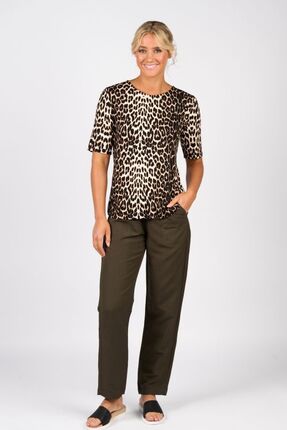 Printed round neck knit top-tops-Gaby's