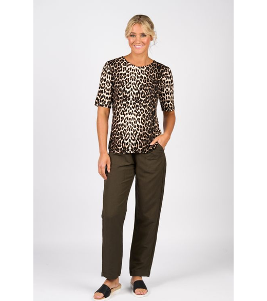 Printed round neck knit top