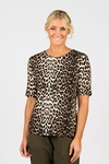 Printed round neck knit top