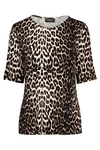 Printed round neck knit top