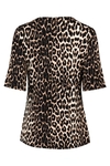 Printed round neck knit top
