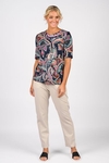 Printed round neck knit top