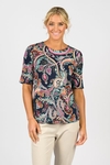 Printed round neck knit top