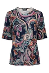 Printed round neck knit top