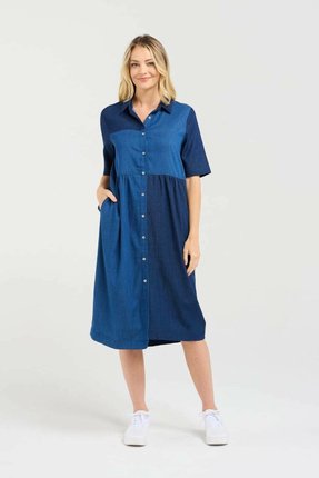 Elise patchwork denim dress-dresses-Gaby's