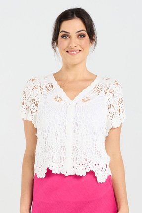 Amber crochet cardigan-knitwear-Gaby's