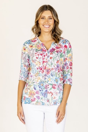 Buttoned placket top-tops-Gaby's