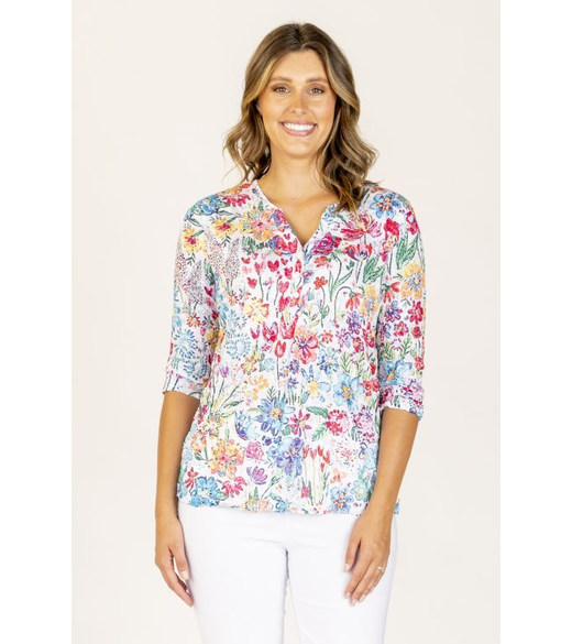 Buttoned placket top