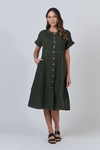 Button front linen dress