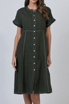 Button front linen dress