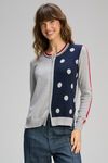 Stripe spot zip up cardi