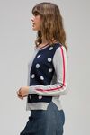 Stripe spot zip up cardi