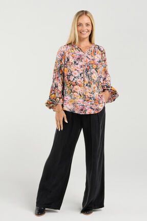 Phoebe gathered sleeve top-tops-Gaby's