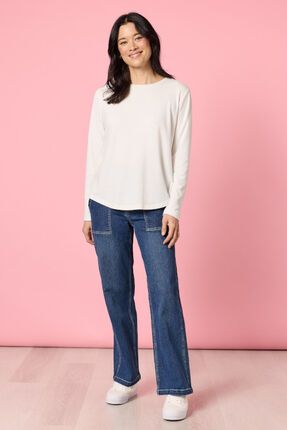 Brushed cotton crew tee-tops-Gaby's