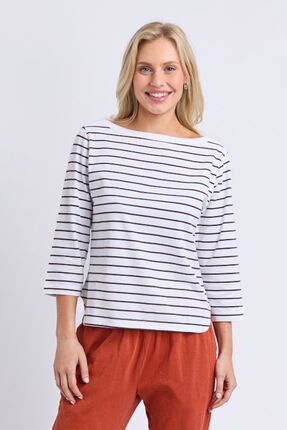 Eliza stripe boatneck tee-tops-Gaby's