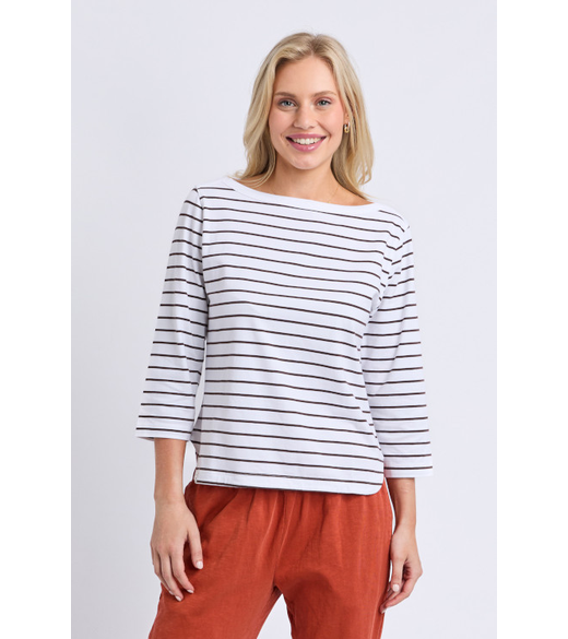 Eliza stripe boatneck tee