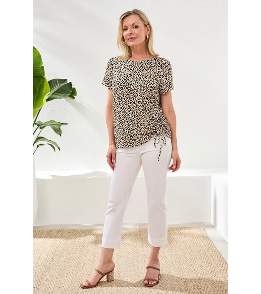 Side ruched print top