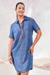 Popover dress lace up detail