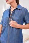 Popover dress lace up detail