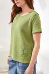 Embroidered applique top