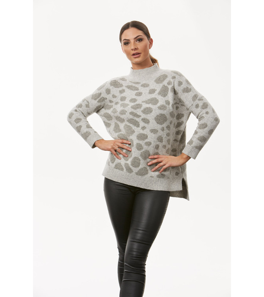 Leopard high neck pullover