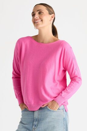 Button boat neck-knitwear-Gaby's