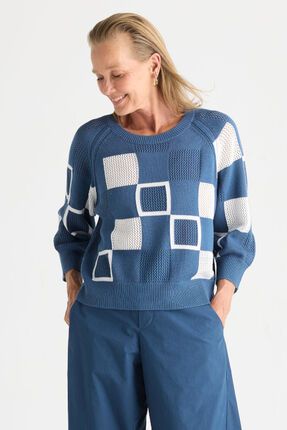 Patch pointelle top-knitwear-Gaby's