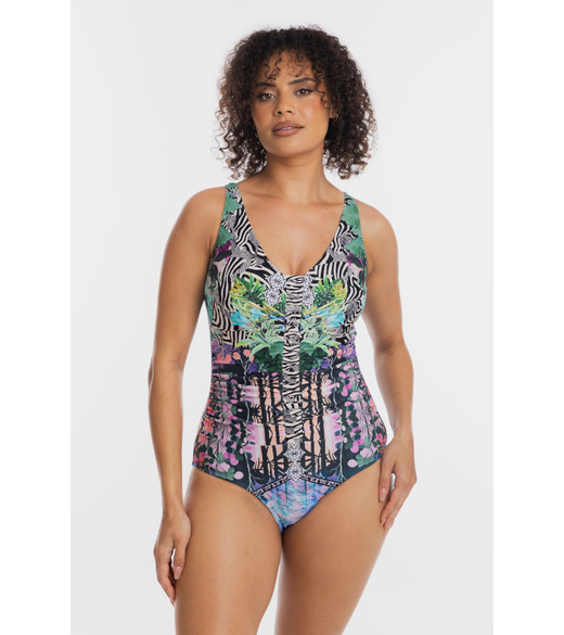 V neck ruched swimsuit